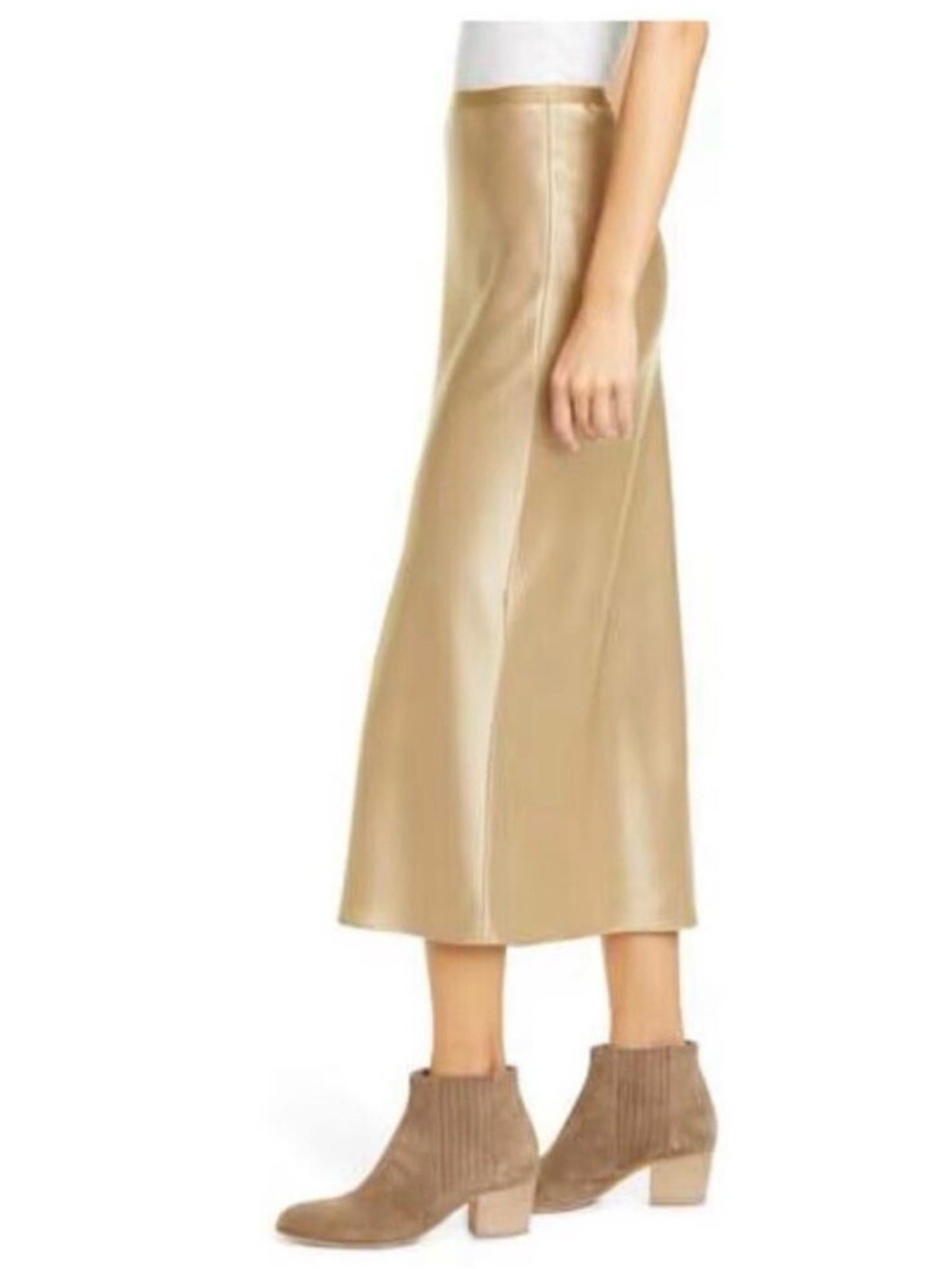 Polo Ralph Lauren Satin Midi Skirt Slip Gold Champagne A-line Pencil Bias Cut 6 - Picture 4 of 8